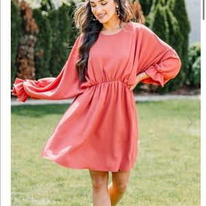 Salmon pink Marsala dress